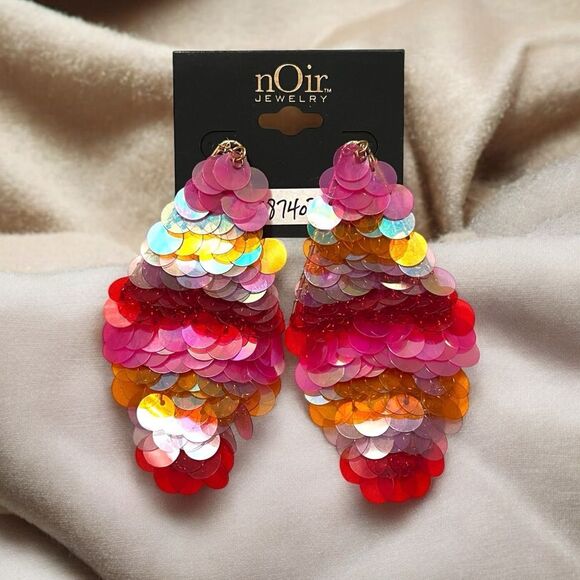 nOir Colorful Sequin Dangle Earrings - Picture 1 of 3